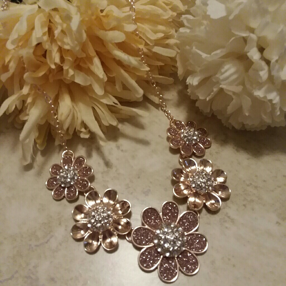 Just Reduced Rose Goldtone Flower Necklace